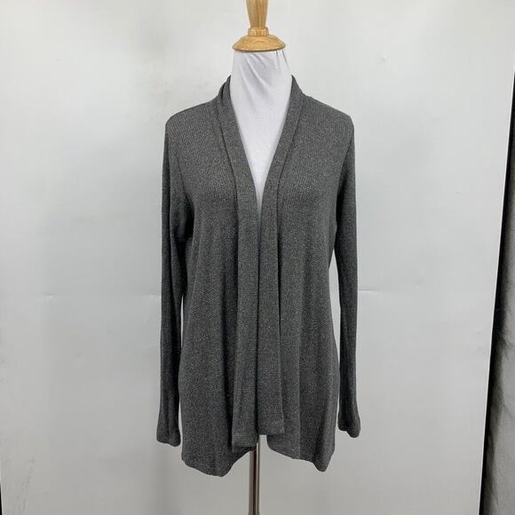 Michael Stars Cardigan Womens XS Extra Small Gray Silver Metallic Open Front - Picture 2 of 12